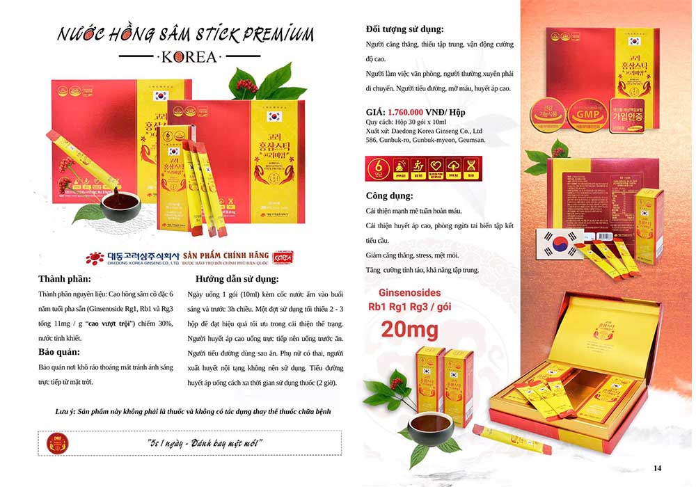 nước hồng sâm stick premium 