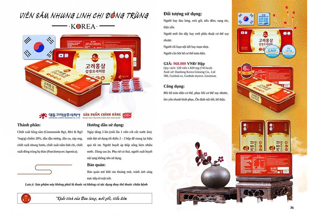 viên sâm nhung linh chi đông trùng