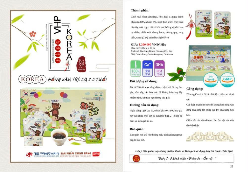 nước hồng sâm cho trẻ em từ 2-5 tuổi DKG
