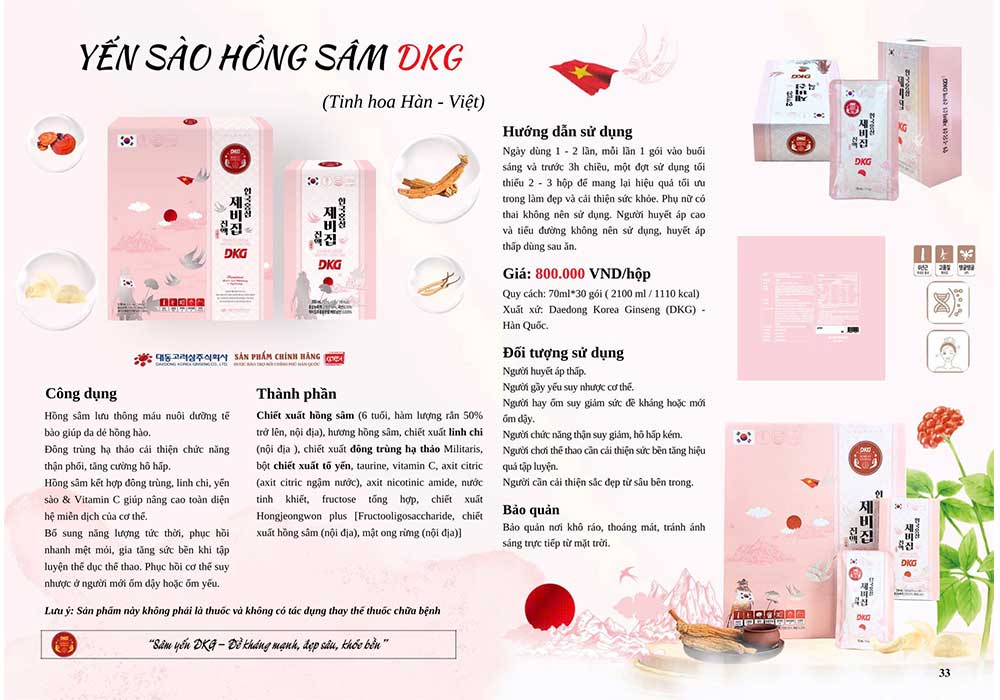 yến sào hồng sâm dkg korea